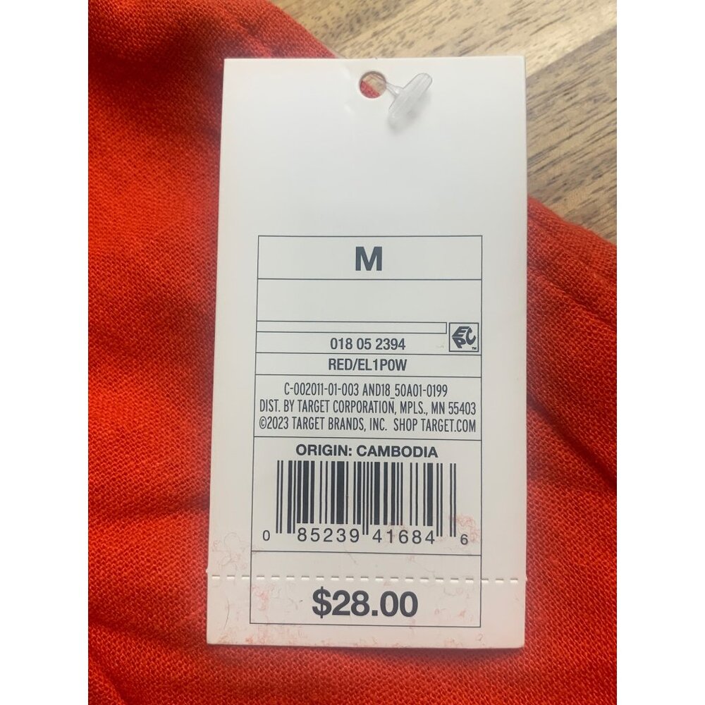 A New Day Womens Casual Red Linen Blend A-Line Midi Skirt With Pockets Medium - Picture 3 of 10